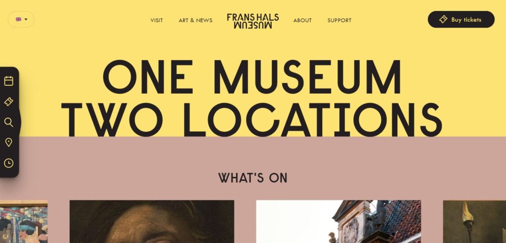 The role of logo design in UX and UI - Example of Well Placed Centered Logo on the Website (Frans Hals Museum) - LogoWhistle